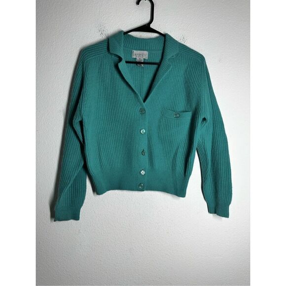 Lauren Cole Angora Lambwool Blend Collared Buttoned Green Cardigan Size P (S) - Picture 1 of 7